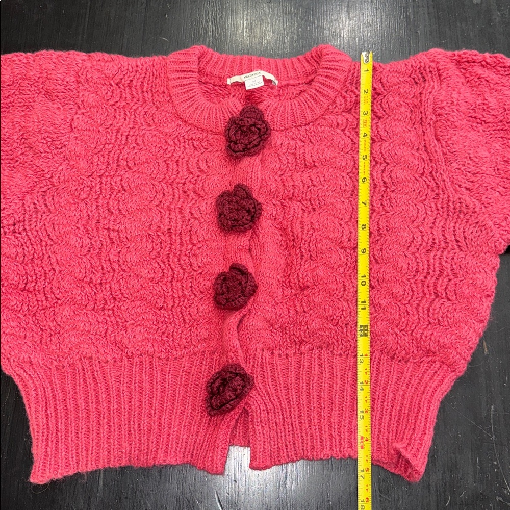 kimchi blue long sleeve sweater rosette covered snaps size small - Picture 7 of 7